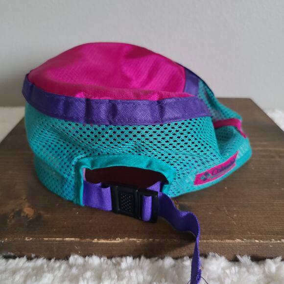 Vintage Columbia 90's Colorblock 5-Pantel Nylon Mesh Retro Hat One Size RARE - Picture 4 of 11